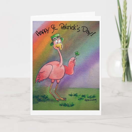 Roze Flamingo Happy St. Patrick's Day Card Kaart (Voorkant)