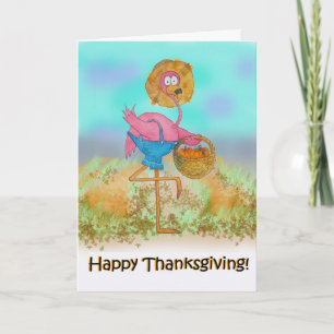 Roze Flamingo Happy Thanksgiving Pumpkin Kaart
