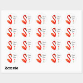 Roze Flamingo & Hart Bedankt Ronde Sticker (Vel)