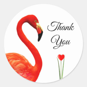 Roze Flamingo & Hart Bedankt Ronde Sticker