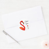 Roze Flamingo & Hart Bedankt Ronde Sticker (Envelop)