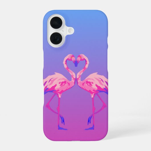 Roze Flamingo Hart iPhone hoesje  iPhone 16 Hoesje (Achterkant)