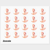 Roze Flamingo Hart Sticker, Valentijn Ronde Sticker (Vel)