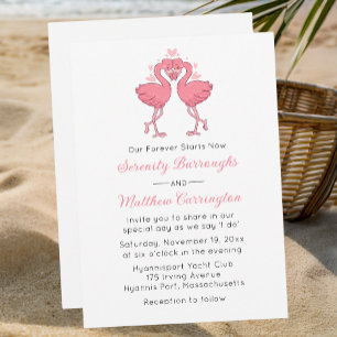 Roze Flamingo Hawaiiaanse Tropische Strand Bruilof Kaart