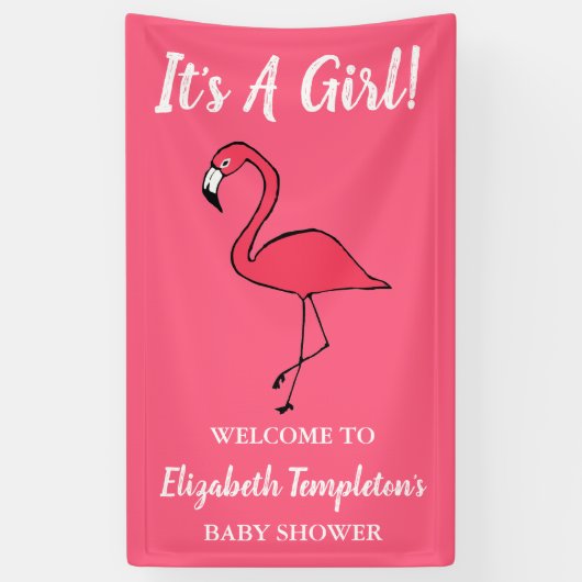 Roze Flamingo Het is een Girl Baby shower Banner (Verticaal)