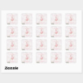 Roze Flamingo Het is een Meisje Baby shower Bedank Vierkante Sticker (Vel)