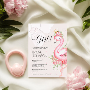 Roze Flamingo Het is een meisje Baby shower uitnod Kaart