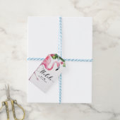 Roze Flamingo Hibiscus Bloemen Hawaï MAHALO ALOHA Cadeaulabel (Met Touw)