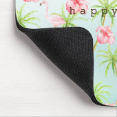 Roze Flamingo Hibiscus Flowers Tropische palmbomen Muismat (Hoek)