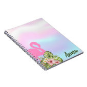 Roze flamingo Hibiscus Holographic Notitieboek (Rechterzijde)
