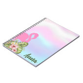Roze flamingo Hibiscus Holographic Notitieboek (Linkerzijde)