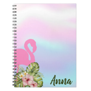 Roze flamingo Hibiscus Holographic Notitieboek