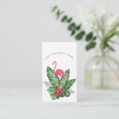 Roze flamingo & Hibiscus Tropical Leaves Visitekaartje (Staand voorkant)