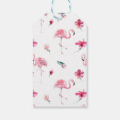 Roze Flamingo & Hibiscus Tropisch Feest Geschenk Cadeaulabel (Achterkant)