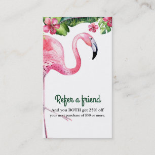 Roze Flamingo & Hibiscus Tropisch Verwijs een Vrie Aanbevelingskaartje