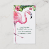 Roze Flamingo & Hibiscus Tropische Bloembladeren Visitekaartje (Achterkant)