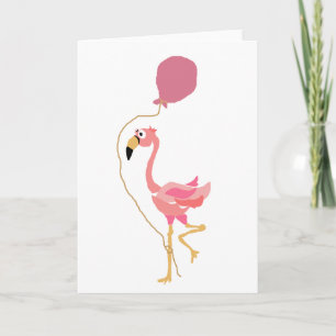 Roze Flamingo Holding ballon Kaart
