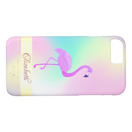 Roze flamingo Holographic Ombre Case-Mate iPhone Case (Achterkant (Horizontaal))