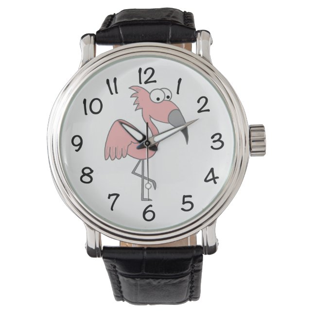 Roze Flamingo Horloge (Voorkant)