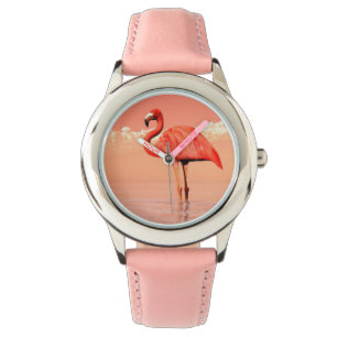 Roze flamingo horloge