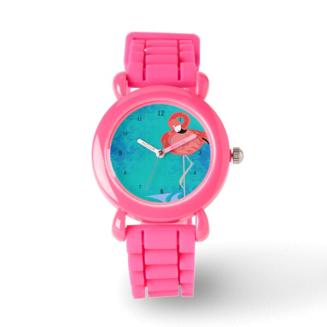 Roze Flamingo horloge (Voorkant)