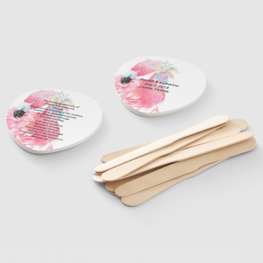 Roze Flamingo Huwelijksprogramma Waier Handwaaier (Niet-gemonteerd)