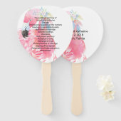 Roze Flamingo Huwelijksprogramma Waier Handwaaier (Voorkant en achterkant)