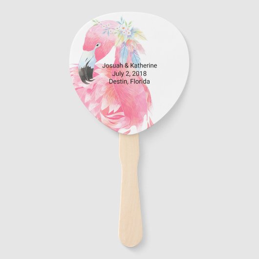 Roze Flamingo Huwelijksprogramma Waier Handwaaier (Achterkant)