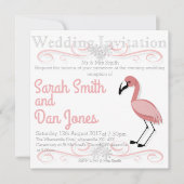 Roze Flamingo Huwelijksuitnodiging (Aanpasbaar) Kaart (Voorkant)