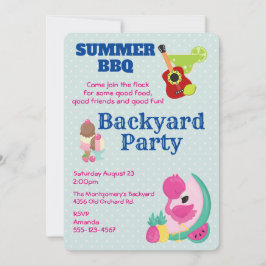 Roze Flamingo Ice Cream BBQ Party nodigt uit Kaart