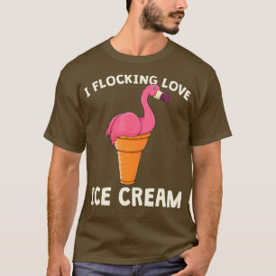 Roze Flamingo Ice Cream Cone Waffle Zomer Liefde T-shirt