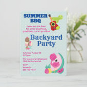 Roze Flamingo IJscrème BBQ Feest Uitnodiging (Staand voorkant)