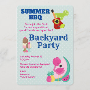 Roze Flamingo IJscrème BBQ Feest Uitnodiging
