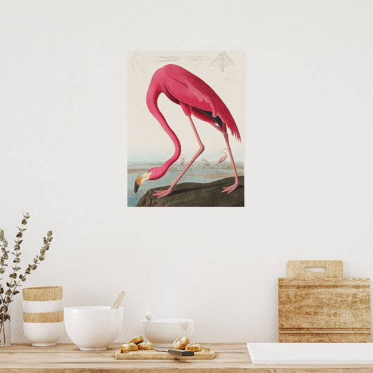 Roze Flamingo-illustratie Poster (Keuken)