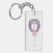 Roze flamingo in balletpose sleutelhanger (Voorkant Links)
