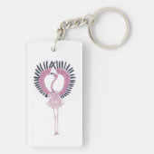 Roze flamingo in balletpose sleutelhanger (achterkant)