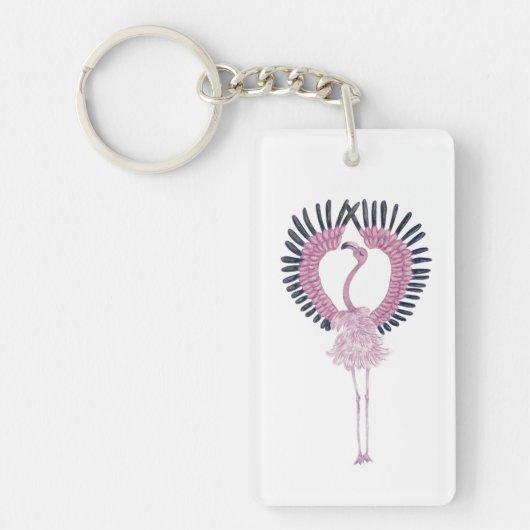 Roze flamingo in balletpose sleutelhanger (Voorkant)