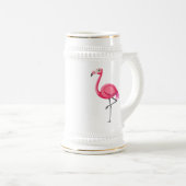 Roze Flamingo in Cartoonstijl Bierpul (Voorkant rechts)