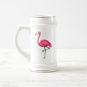 Roze Flamingo in Cartoonstijl Bierpul