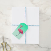 Roze Flamingo in Cartoonstijl Cadeaulabel (Met Touw)