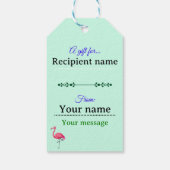 Roze Flamingo in Cartoonstijl Cadeaulabel (Achterkant)