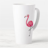 Roze Flamingo in Cartoonstijl Latte Mok (Rechterhoek)