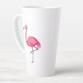 Roze Flamingo in Cartoonstijl Latte Mok (Linkerhoek)
