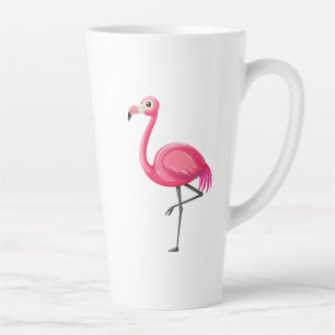 Roze Flamingo in Cartoonstijl Latte Mok