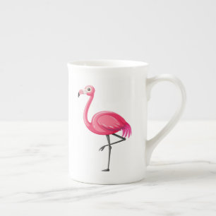Roze Flamingo in Cartoonstijl Porselein Kop