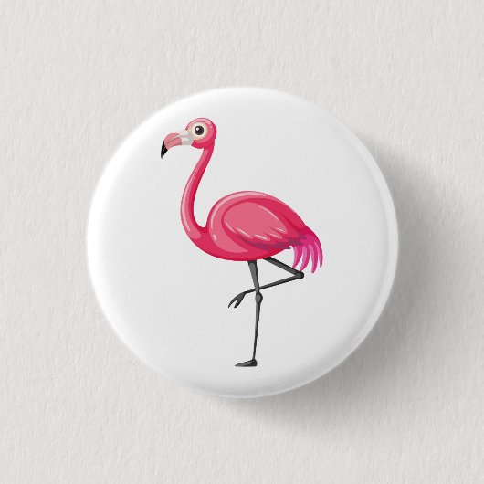Roze Flamingo in Cartoonstijl Ronde Button 3,2 Cm (Voorkant)