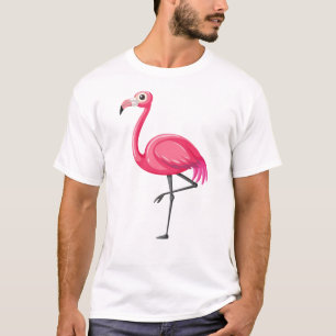 Roze Flamingo in Cartoonstijl T-shirt