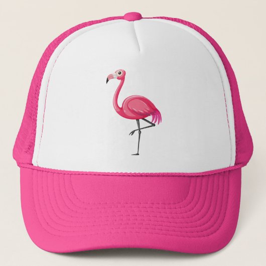 Roze Flamingo in Cartoonstijl Trucker Pet (Voorkant)