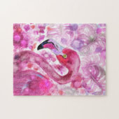 Roze Flamingo in de Roze wereld - Prachtige roze g Legpuzzel (Horizontaal)