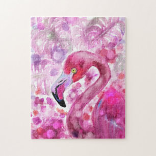 Roze Flamingo in de Roze wereld - Prachtige roze g Legpuzzel